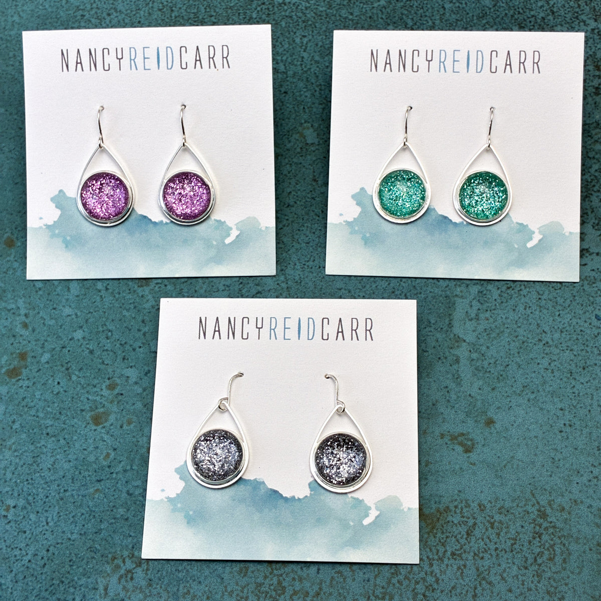 Aqua Shimmer Teardrop Earrings - 3 Styles!