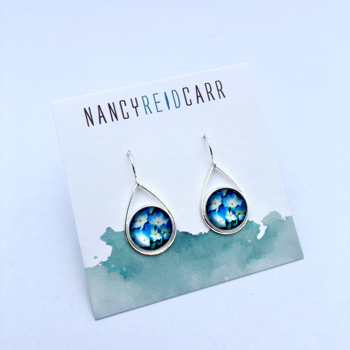 Blue Hydrangea Teardrop Earrings