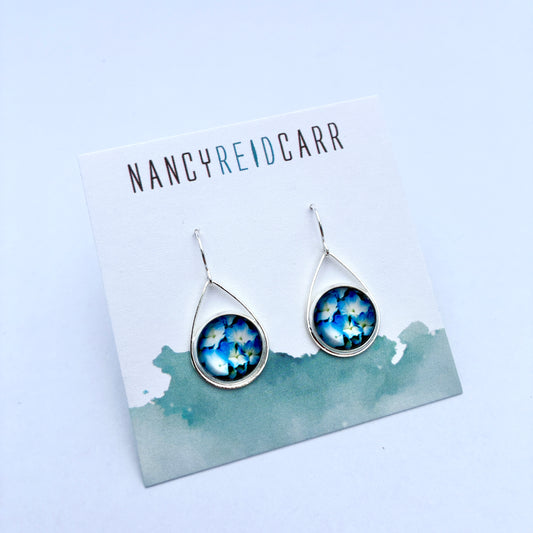 Blue Hydrangea Teardrop Earrings
