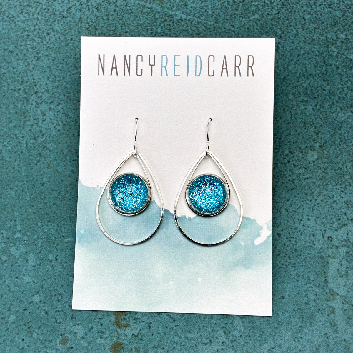 Turquoise Shimmer Teardrop Earrings - 3 Styles!