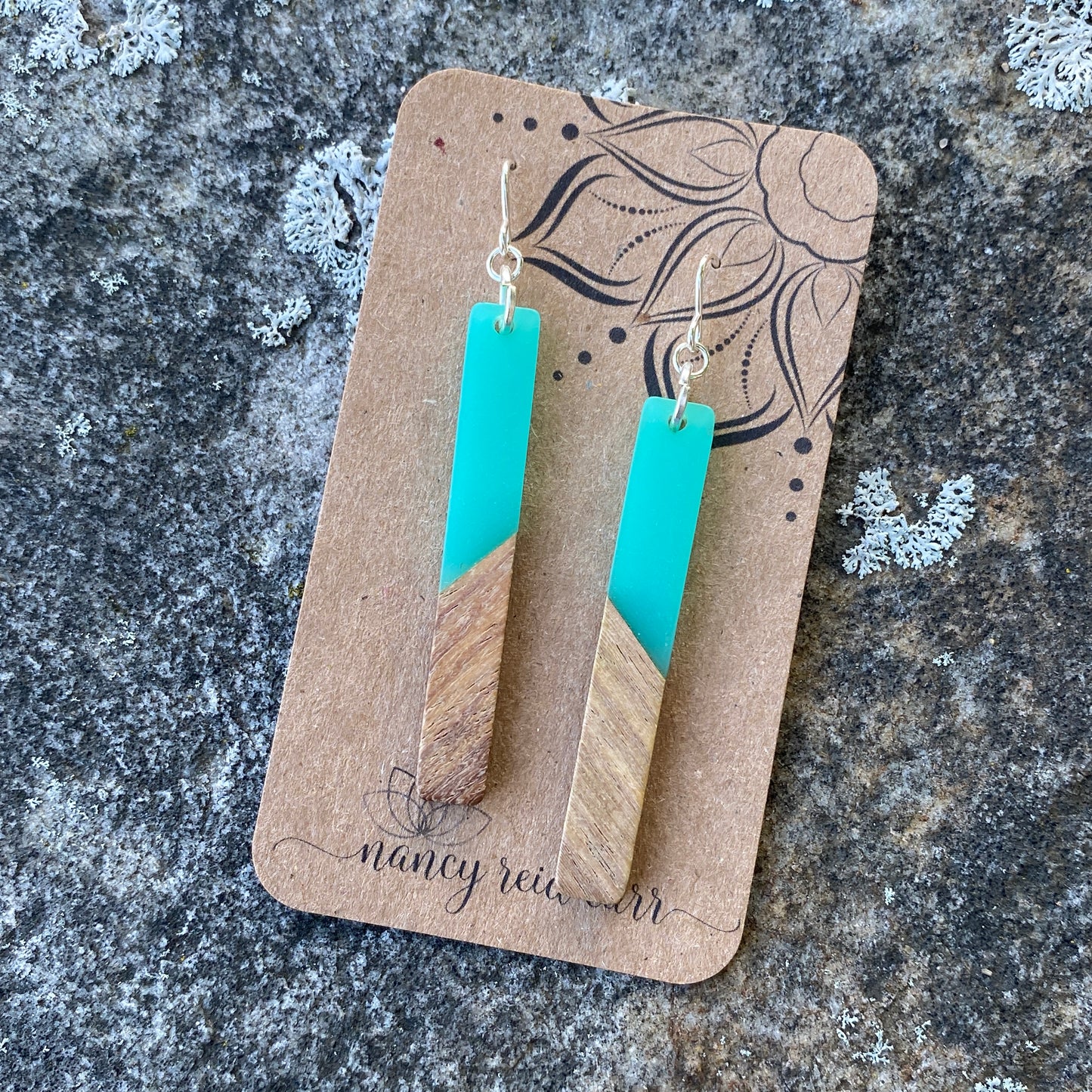 Modern Boho Collection - Long Sliver Drops - Wood & Resin