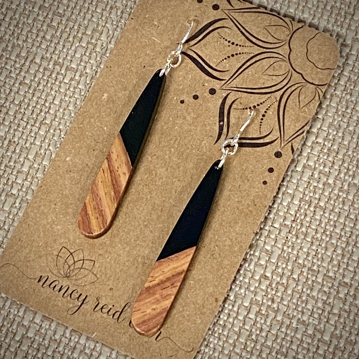 Modern Boho Collection - Long Sliver Drops - Wood & Resin