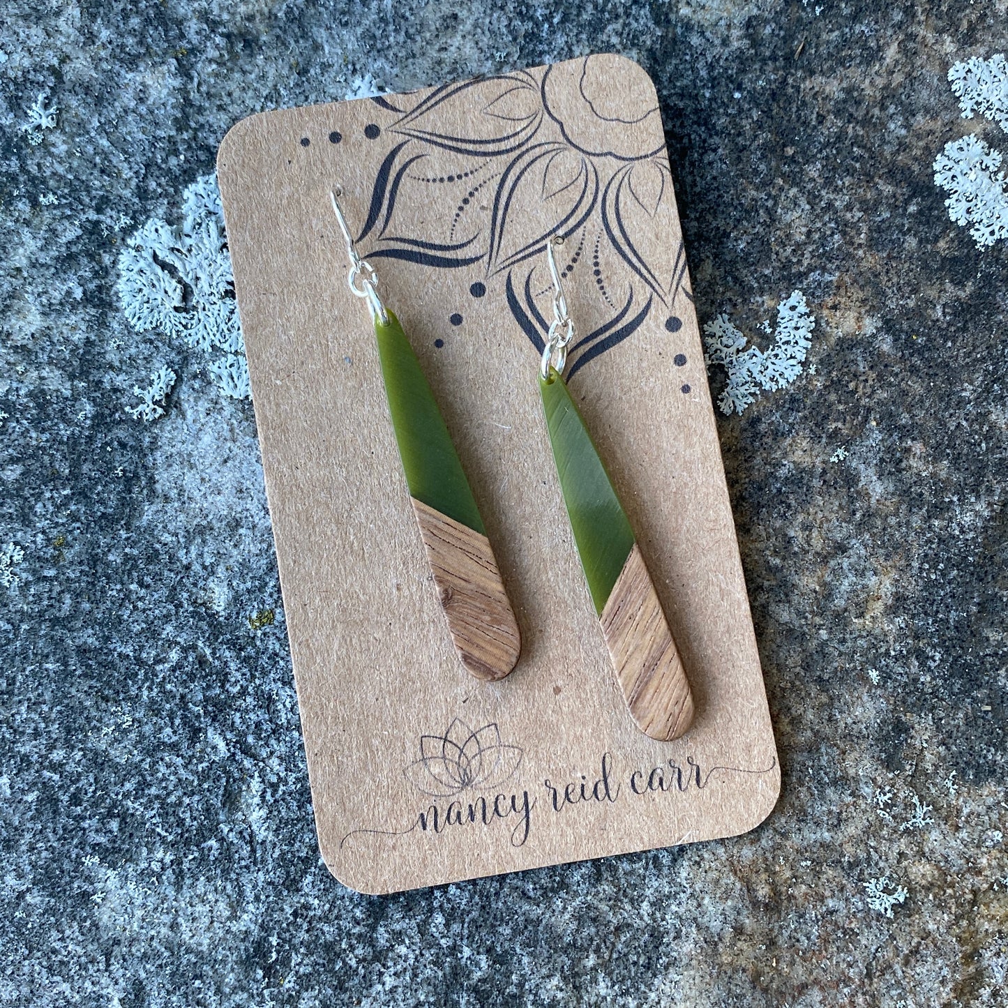 Modern Boho Collection - Long Sliver Drops - Wood & Resin