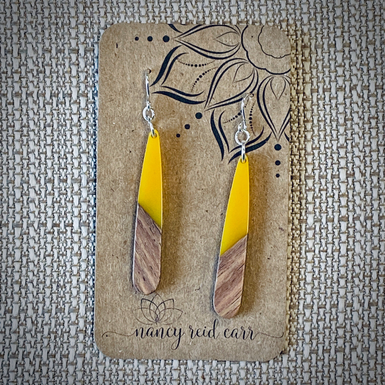 Modern Boho Collection - Long Sliver Drops - Wood & Resin