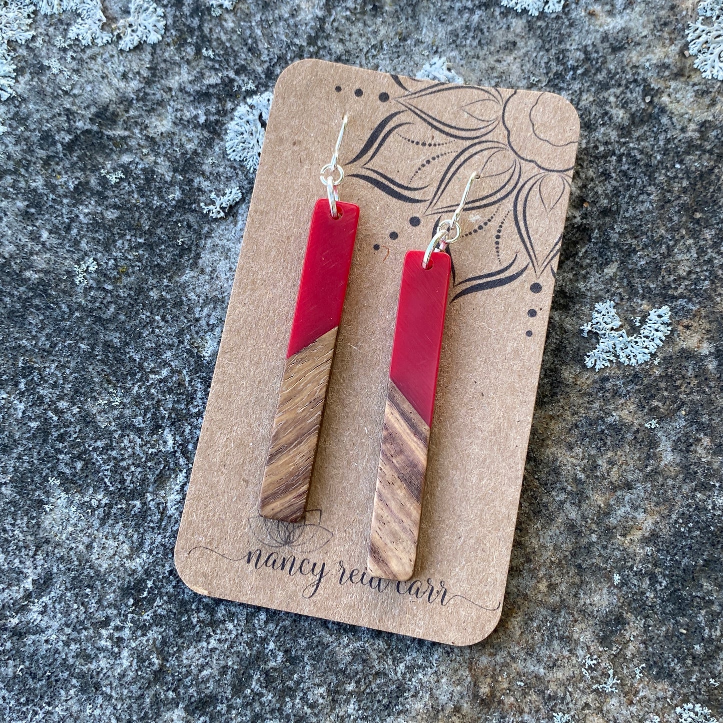 Modern Boho Collection - Long Sliver Drops - Wood & Resin